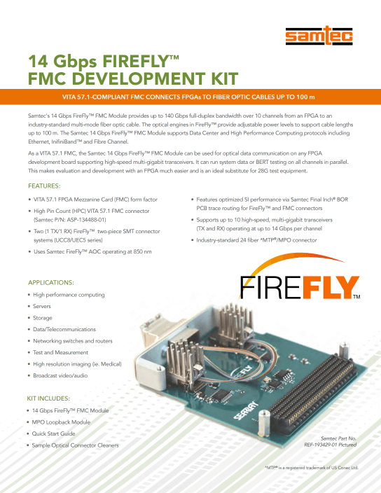 14 Gbps FireFly FMC Development Kit Cover